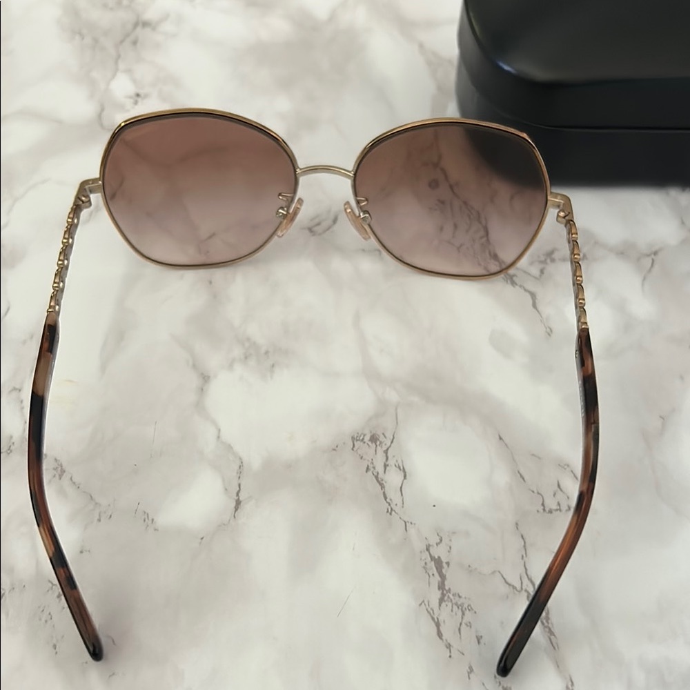 Coach Brown Oval Sunglasses with Gradient Lenses - Picture 4 of 6